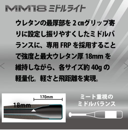 レンタル 【一般軟式】SSK MM18 ミドル 84cm/670g |バットのレンタル